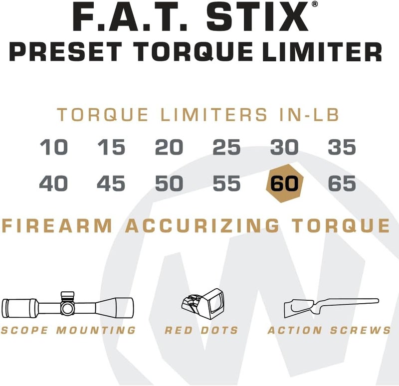 Wheeler Fat Stix Individual Limiter 10-65 Inch-Pounds with Preset Torque, Accurately Tightens, Reversible, Compatible with Fat Stix T-Handle Driver, for Gunsmithing, Reloading, and Torque Adjustment - Image 3